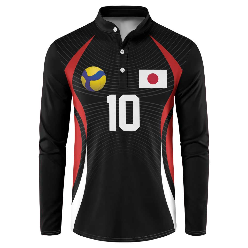 Custom Japan Volleyball Button Sweatshirt Sporty Style Black Color