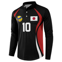 Custom Japan Volleyball Button Sweatshirt Sporty Style Black Color