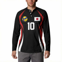 Custom Japan Volleyball Button Sweatshirt Sporty Style Black Color