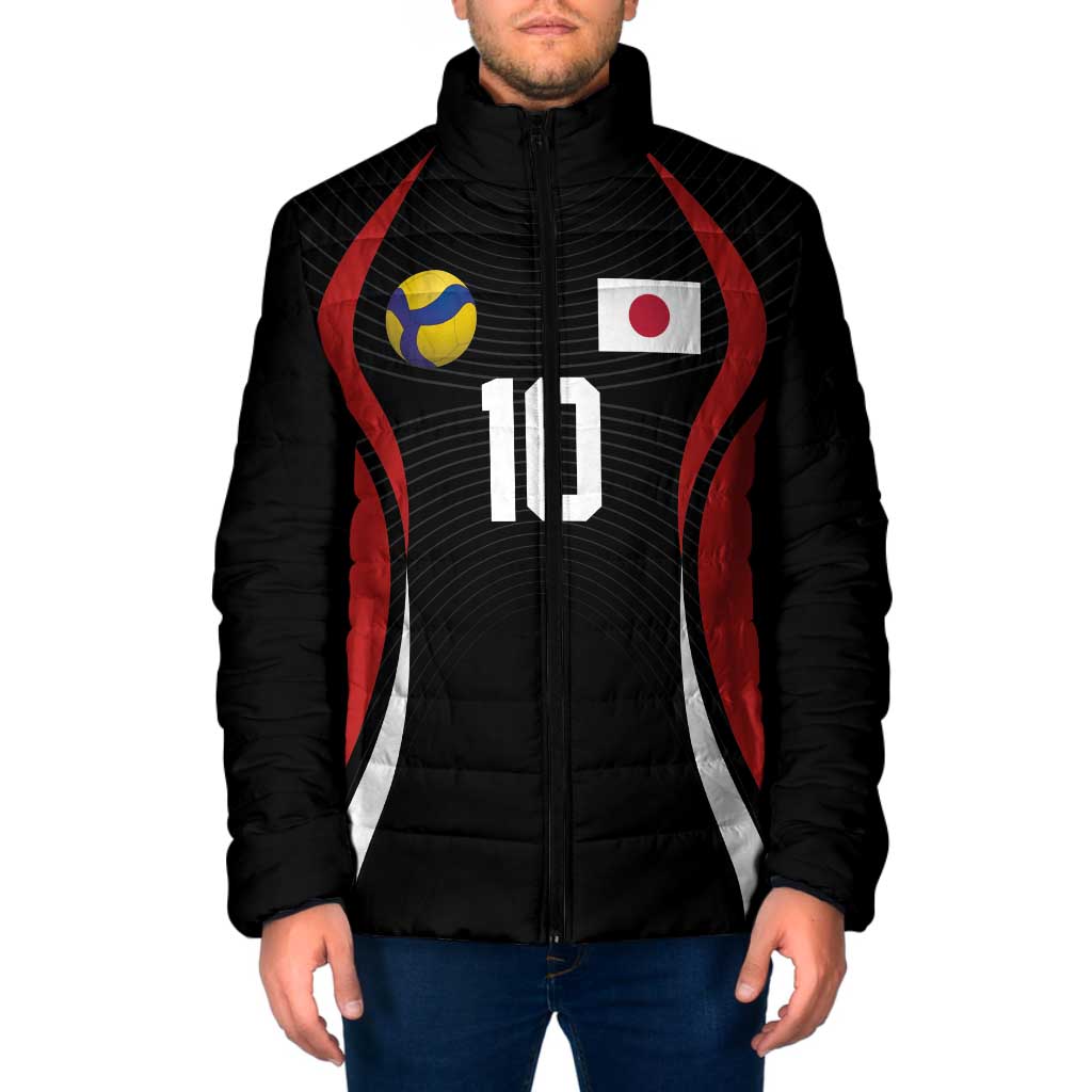 Custom Japan Volleyball Padded Jacket Sporty Style Black Color