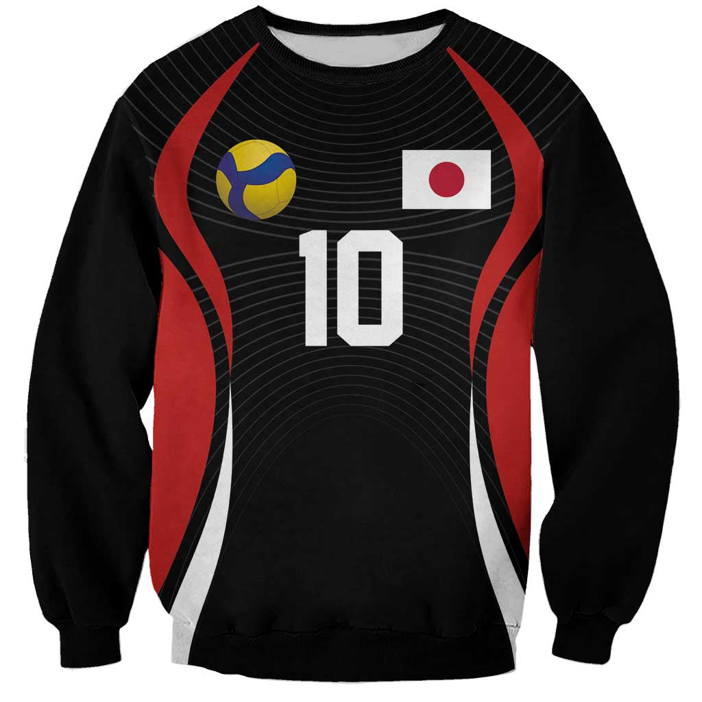 Custom Japan Volleyball Sweatshirt Sporty Style Black Color