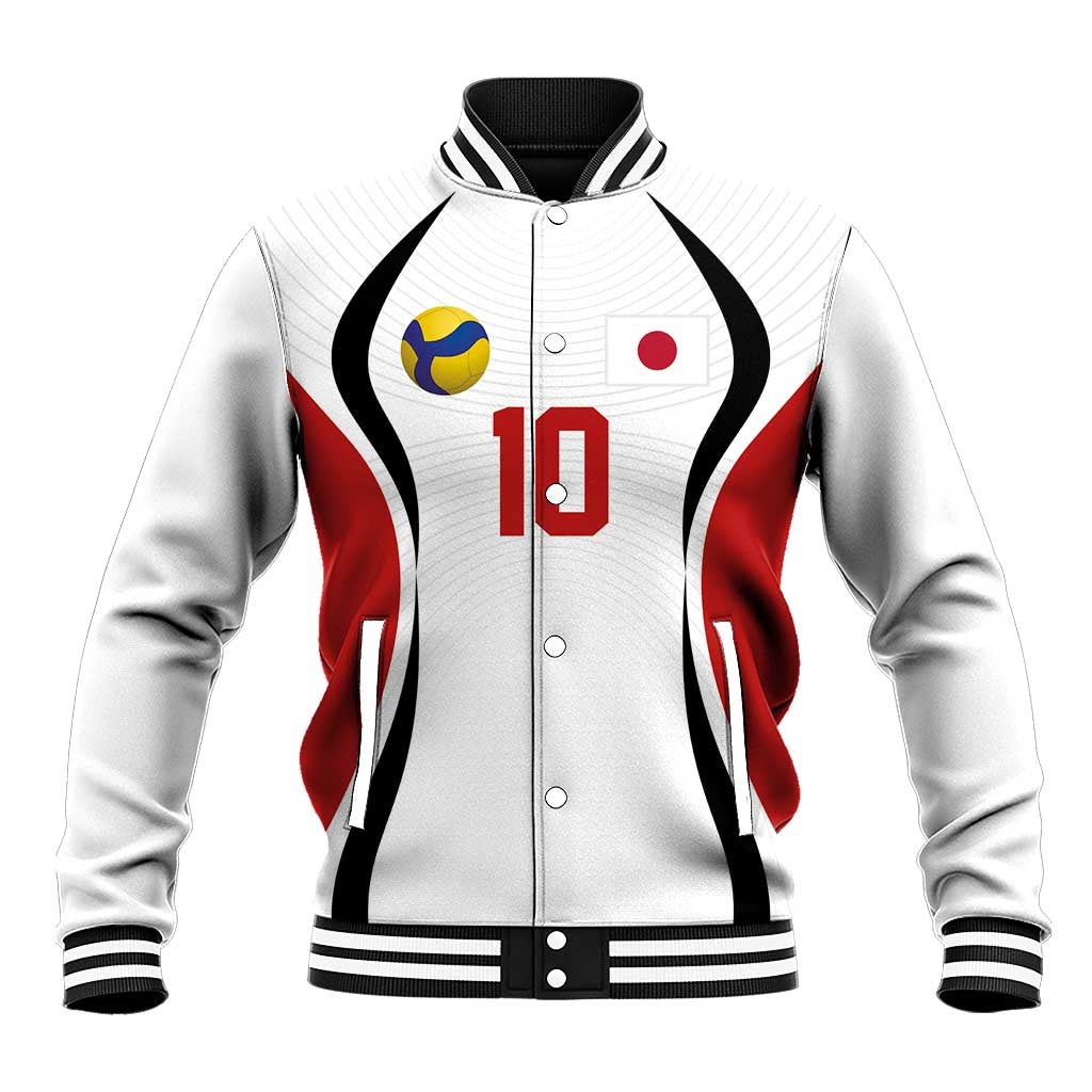 Custom Japan Volleyball Baseball Jacket Sporty Style White Color