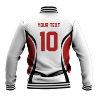 Custom Japan Volleyball Baseball Jacket Sporty Style White Color