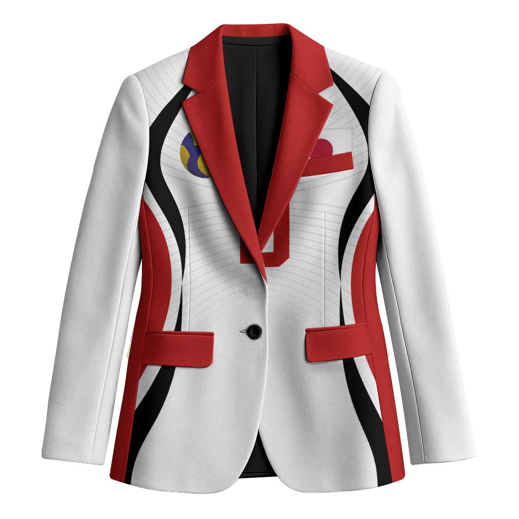 Custom Japan Volleyball Blazer Sporty Style White Color