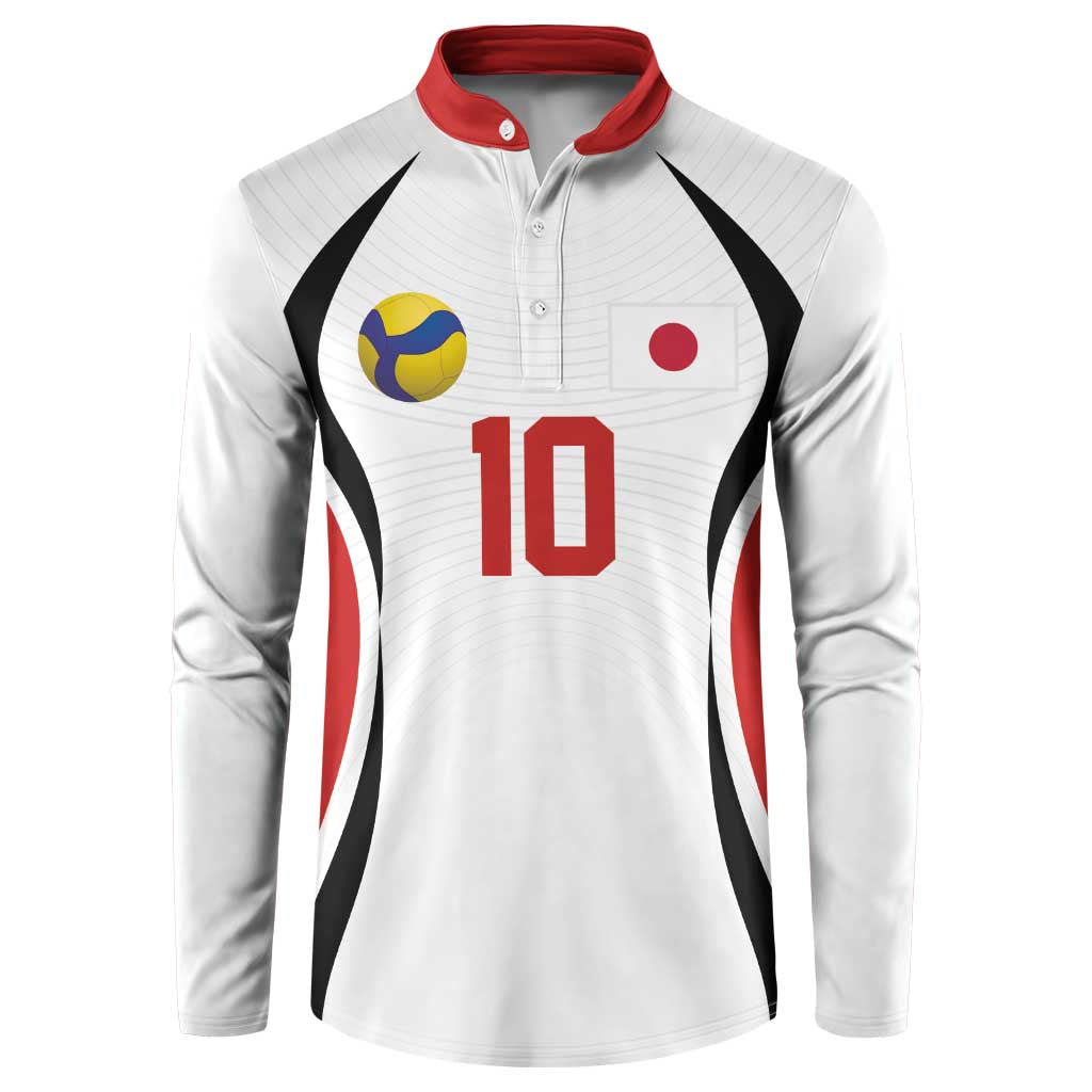 Custom Japan Volleyball Button Sweatshirt Sporty Style White Color