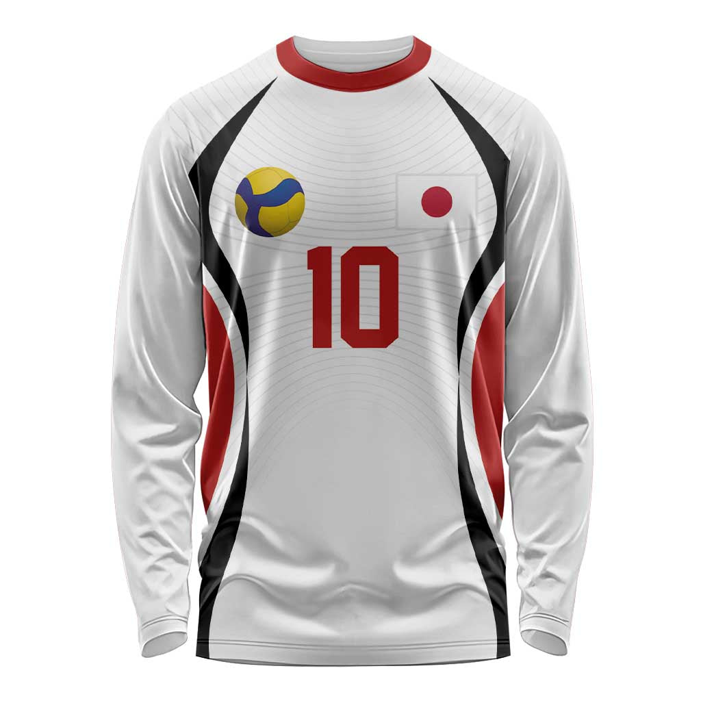 Custom Japan Volleyball Long Sleeve Shirt Sporty Style White Color