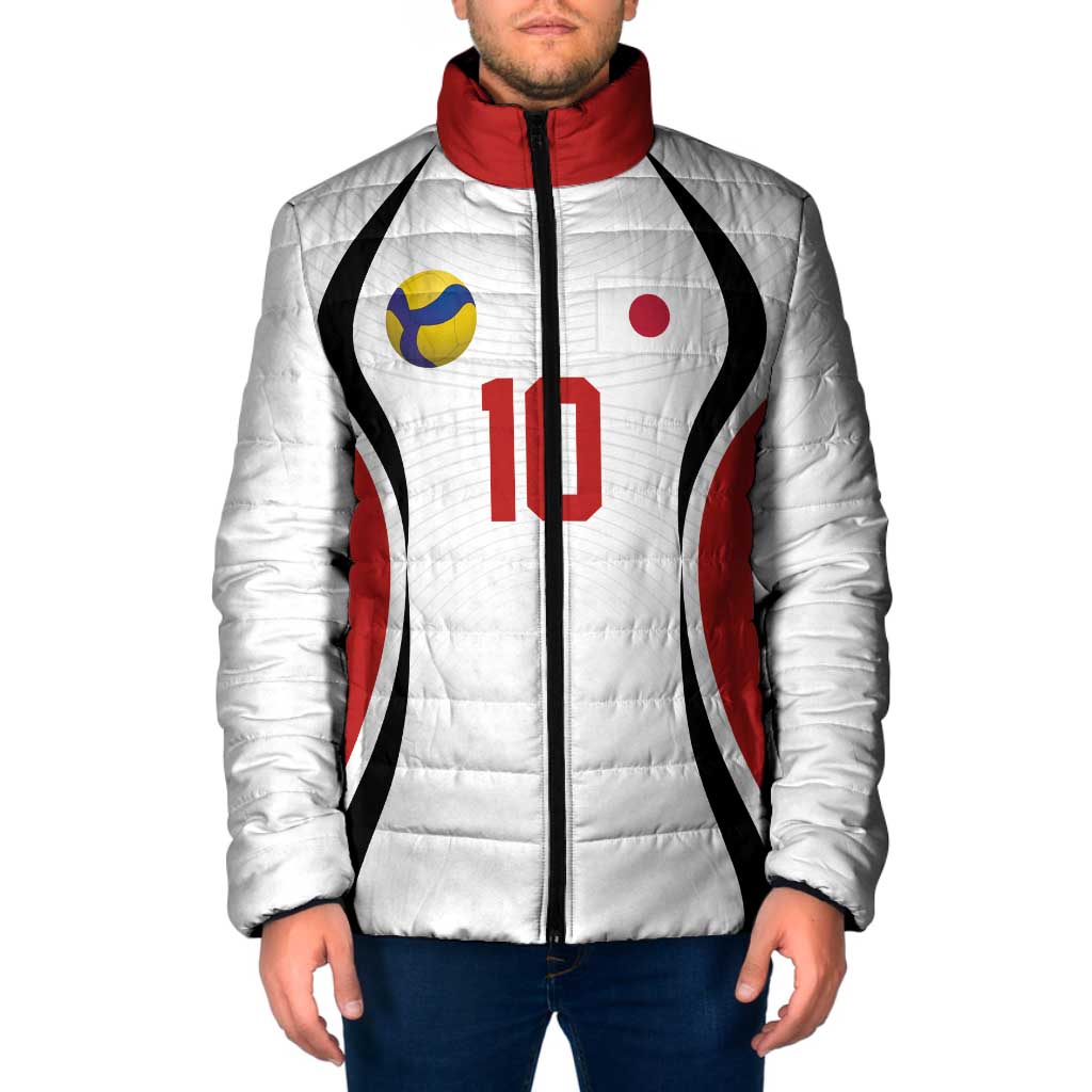 Custom Japan Volleyball Padded Jacket Sporty Style White Color