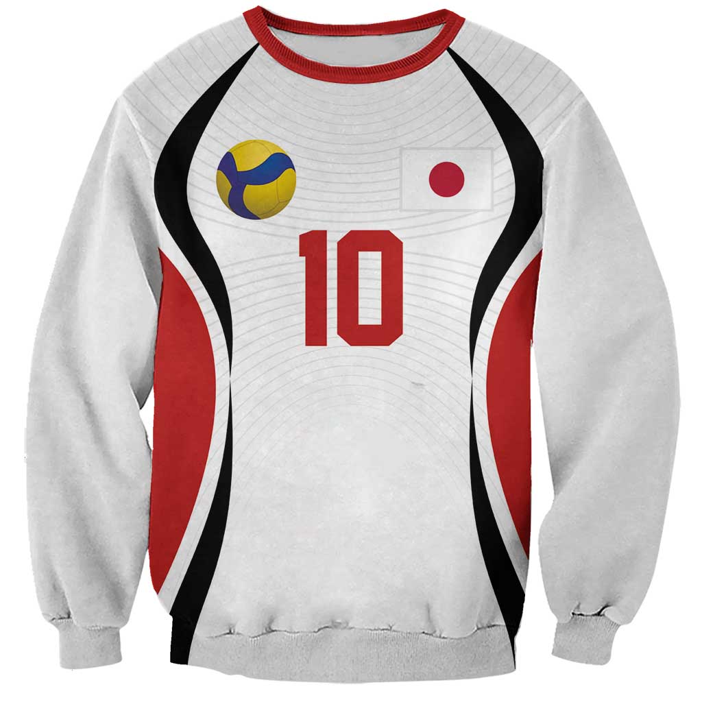 Custom Japan Volleyball Sweatshirt Sporty Style White Color