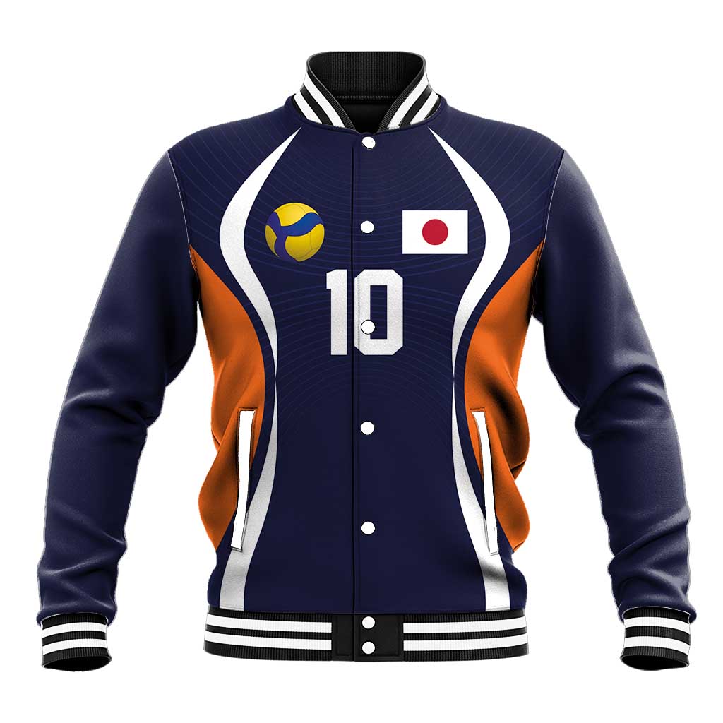 Custom Japan Volleyball Baseball Jacket Sporty Style Navy Color