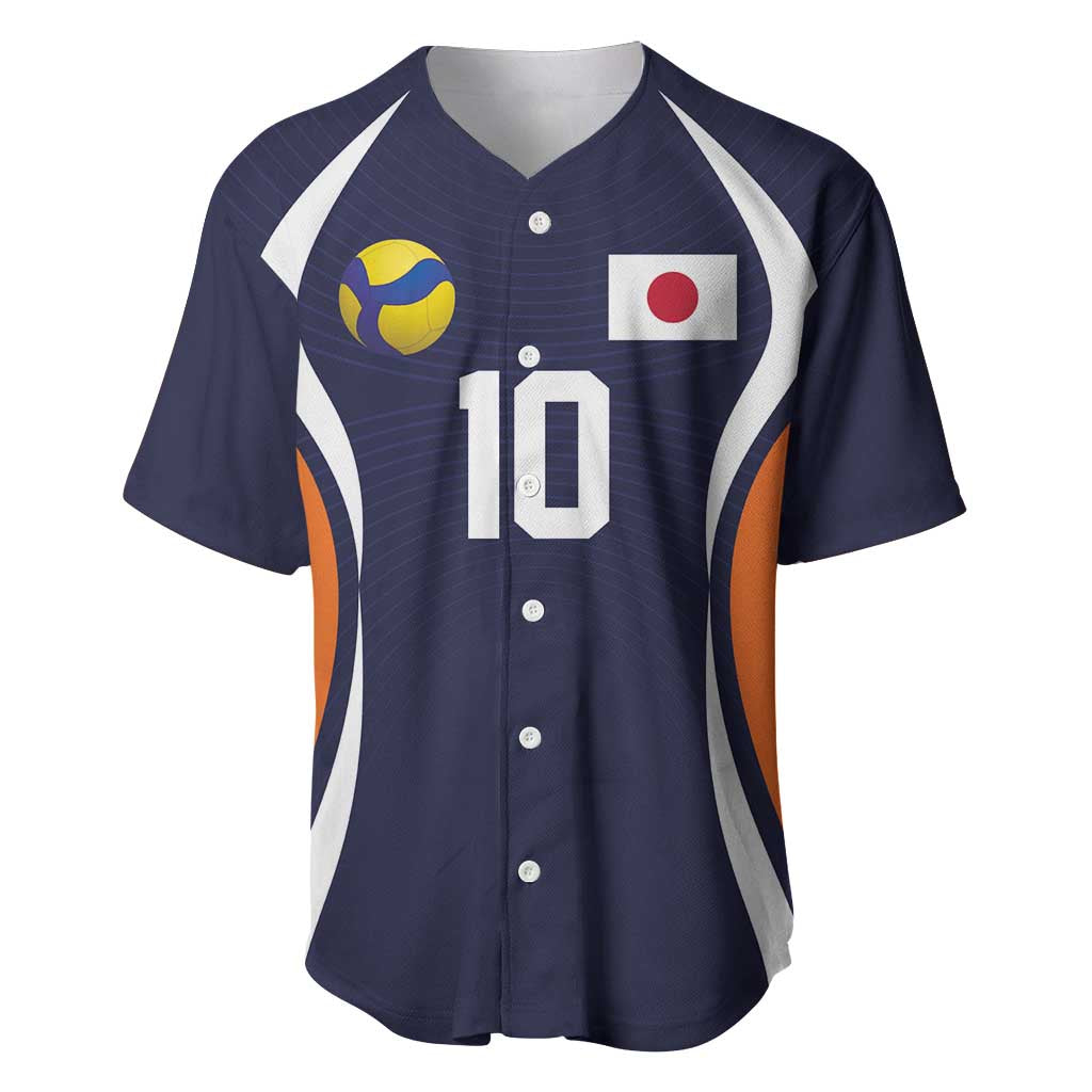 Custom Japan Volleyball Baseball Jersey Sporty Style Navy Color
