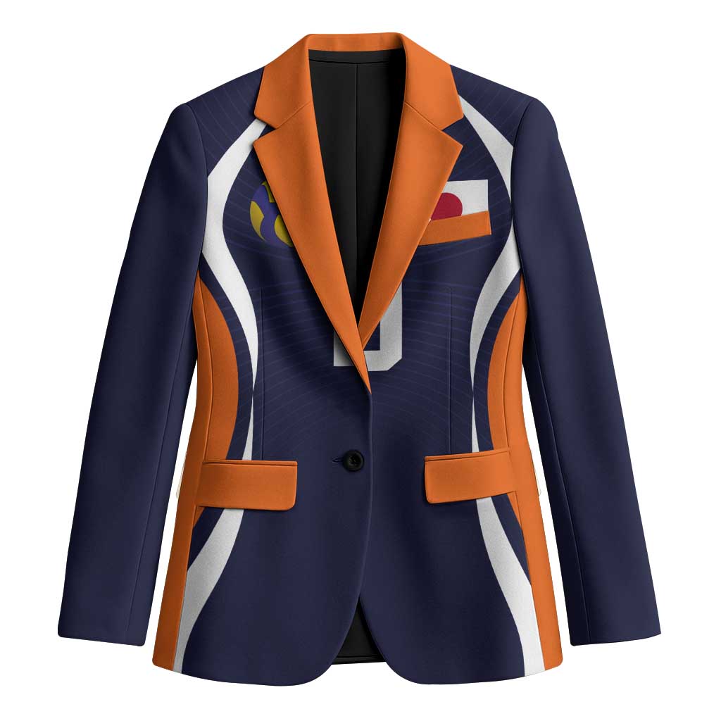 Custom Japan Volleyball Blazer Sporty Style Navy Color