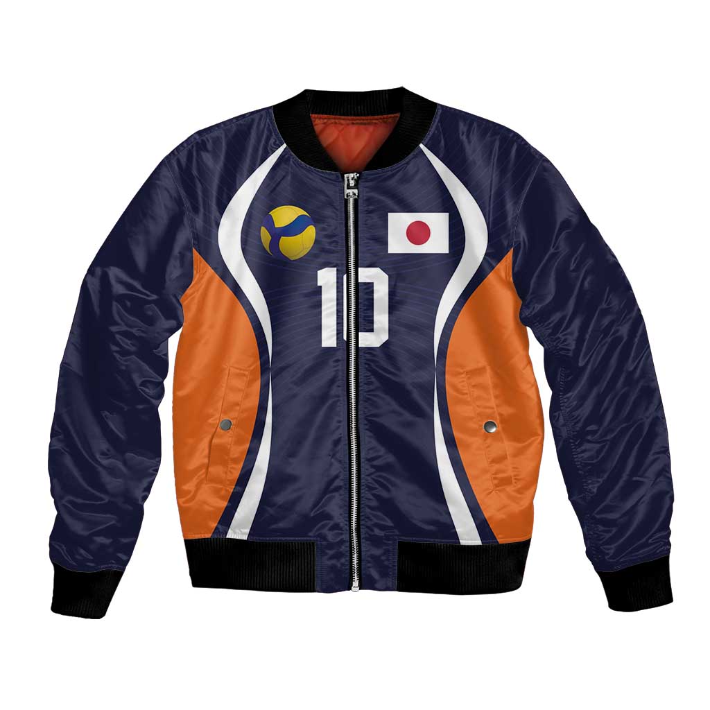 Custom Japan Volleyball Bomber Jacket Sporty Style Navy Color