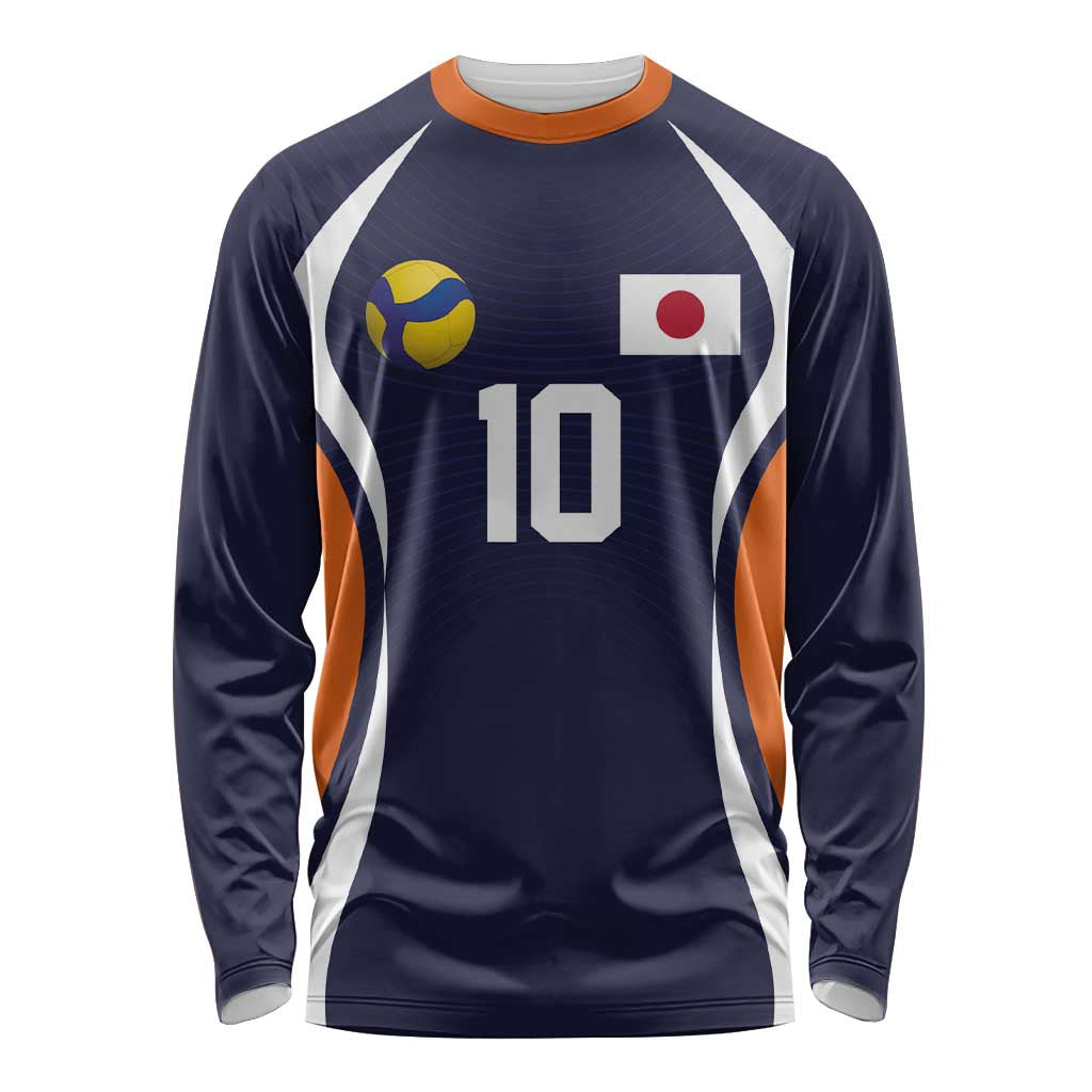 Custom Japan Volleyball Long Sleeve Shirt Sporty Style Navy Color