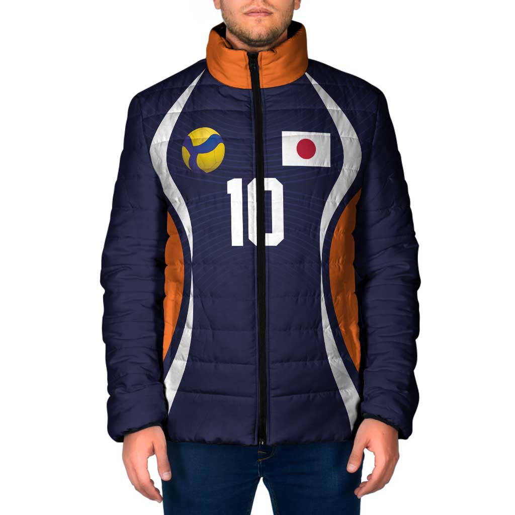 Custom Japan Volleyball Padded Jacket Sporty Style Navy Color