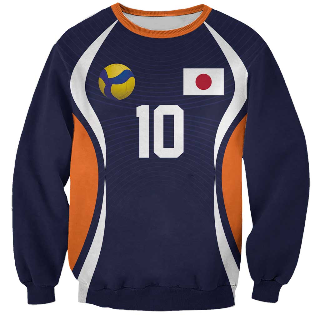 Custom Japan Volleyball Sweatshirt Sporty Style Navy Color