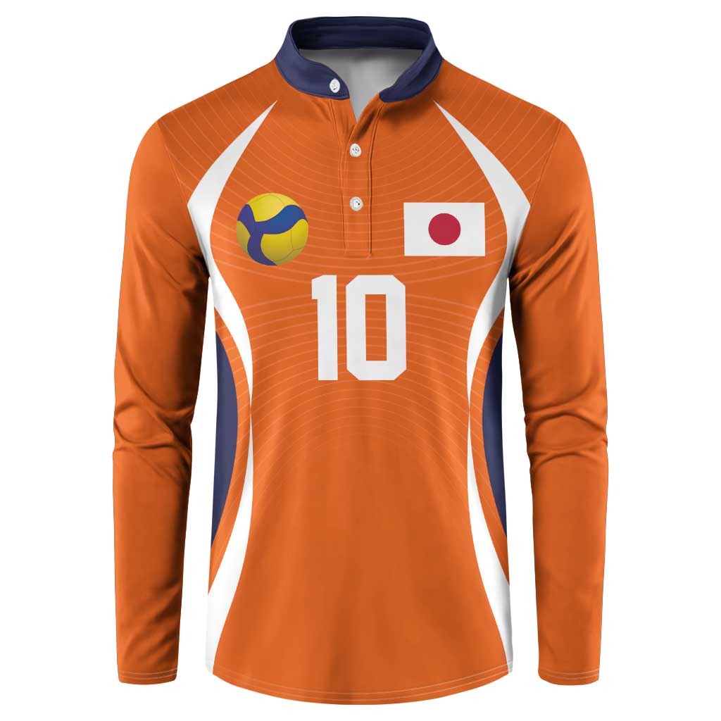 Custom Japan Volleyball Button Sweatshirt Sporty Style Orange Color