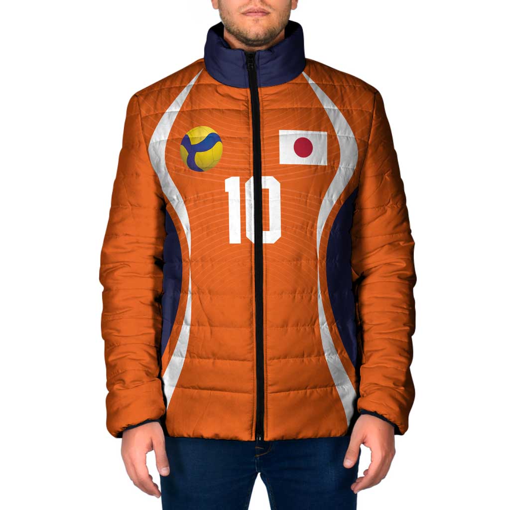 Custom Japan Volleyball Padded Jacket Sporty Style Orange Color