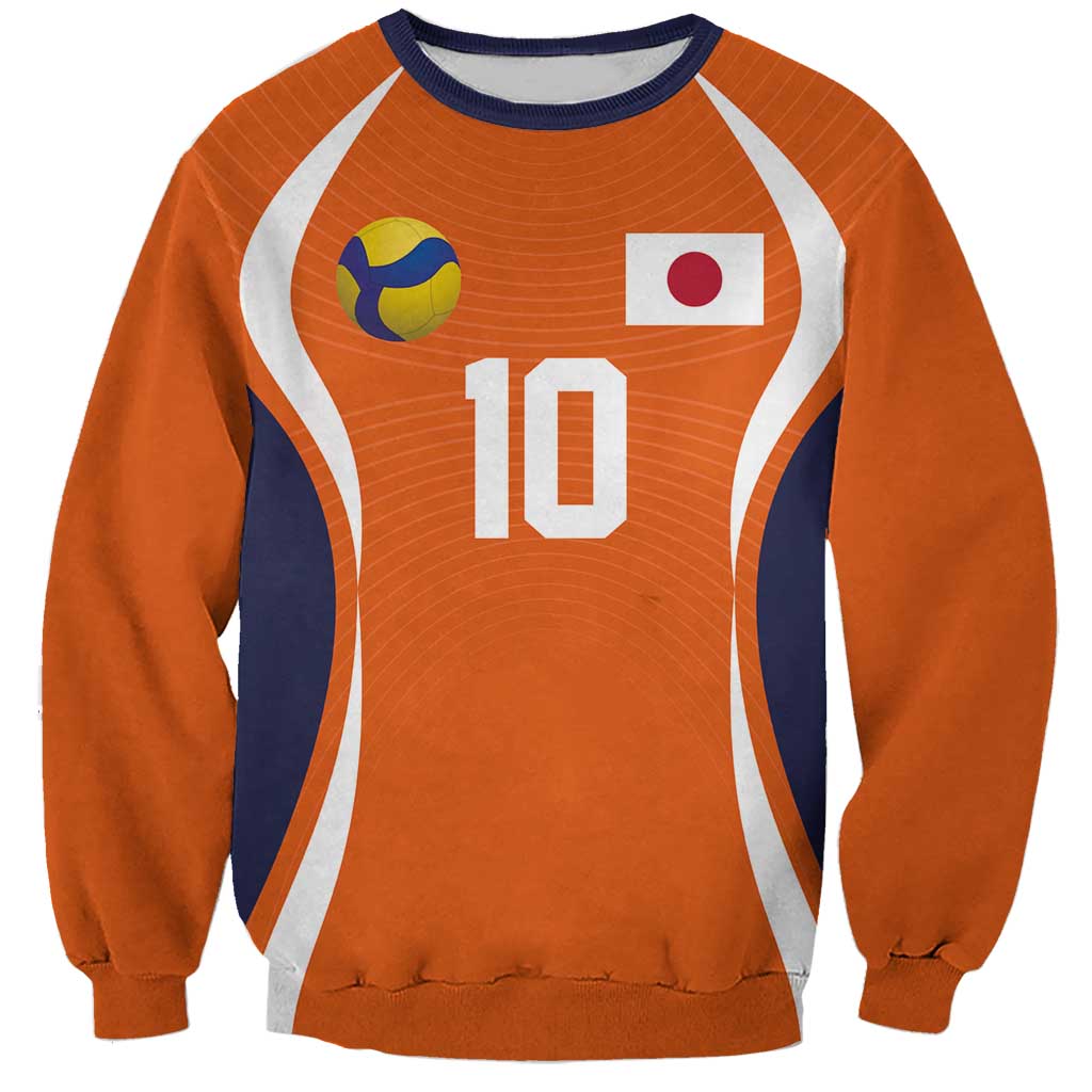 Custom Japan Volleyball Sweatshirt Sporty Style Orange Color