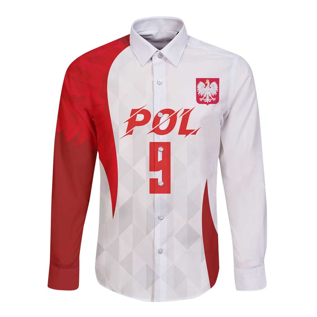 Custom Poland Volleyball Long Sleeve Button Shirt Sporty Wings Style