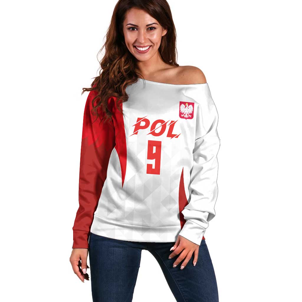 Custom Poland Volleyball Off Shoulder Sweater Sporty Wings Style