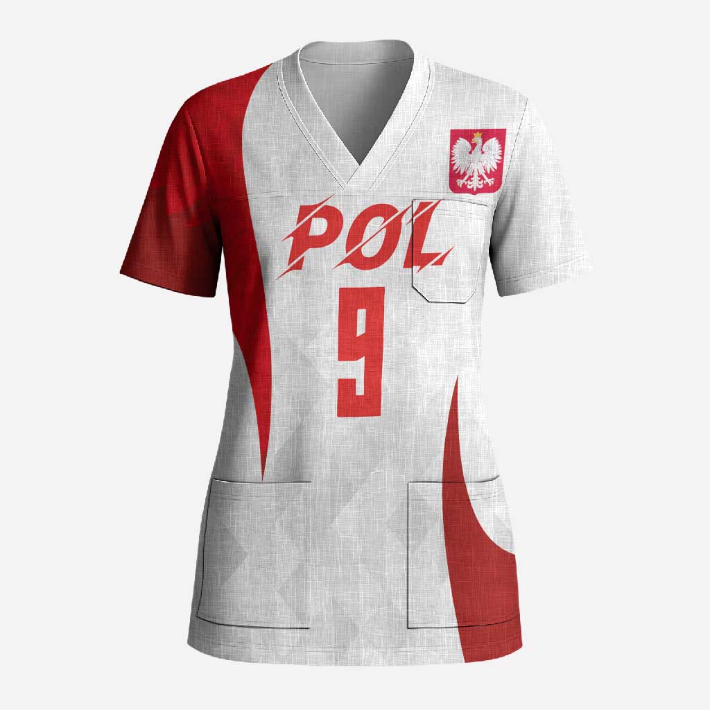 Custom Poland Volleyball Scrub Top Sporty Wings Style