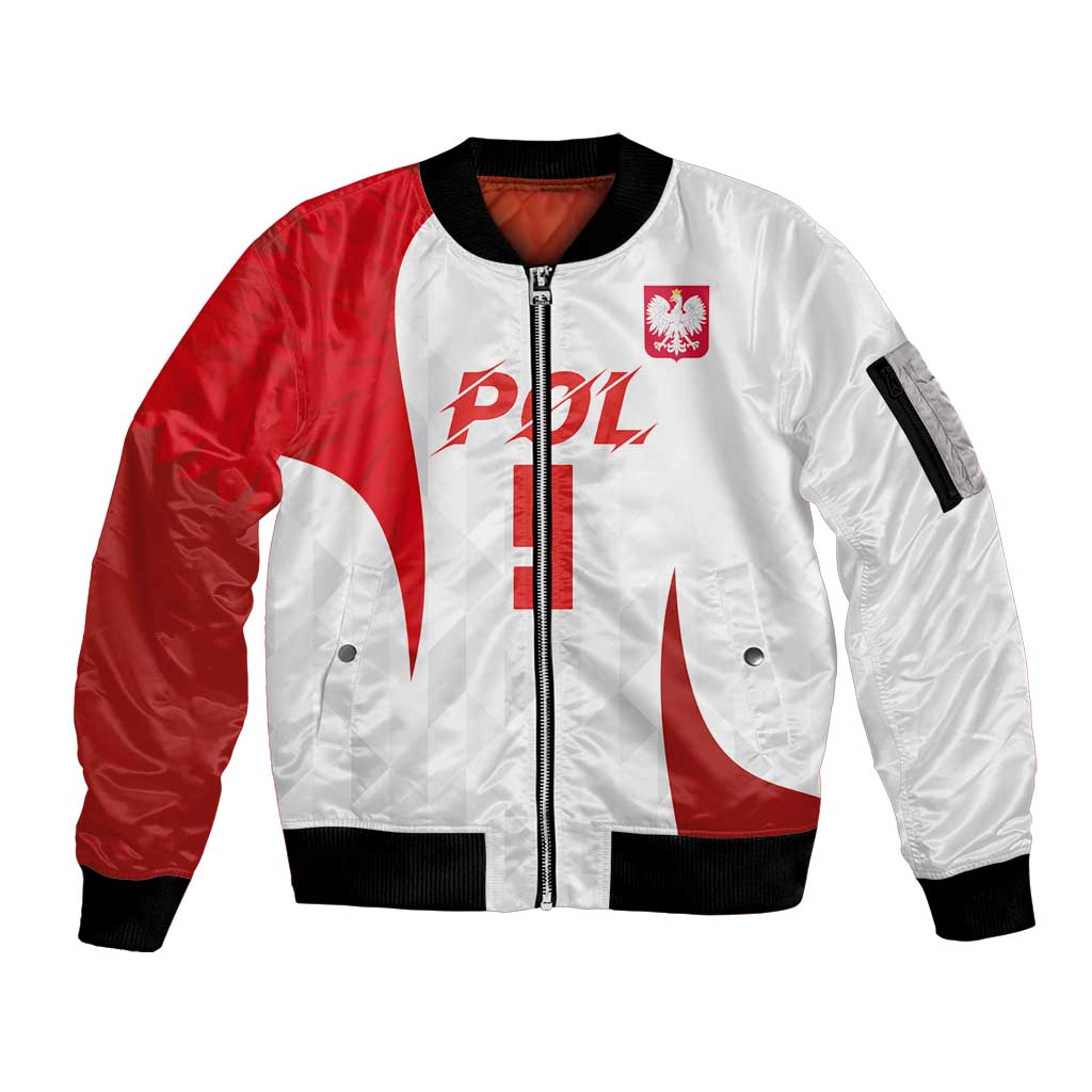 Custom Poland Volleyball Sleeve Zip Bomber Jacket Sporty Wings Style