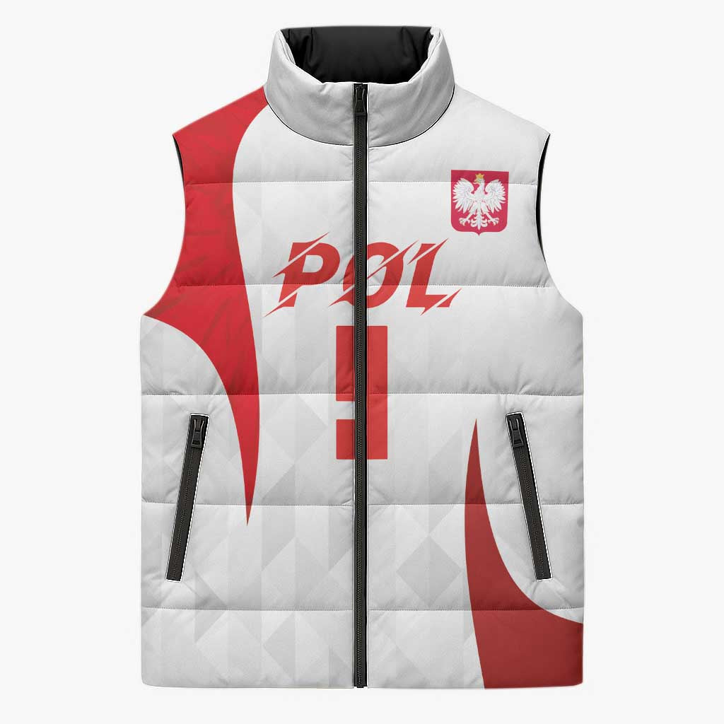 Custom Poland Volleyball Sleeveless Puffer Jacket Sporty Wings Style