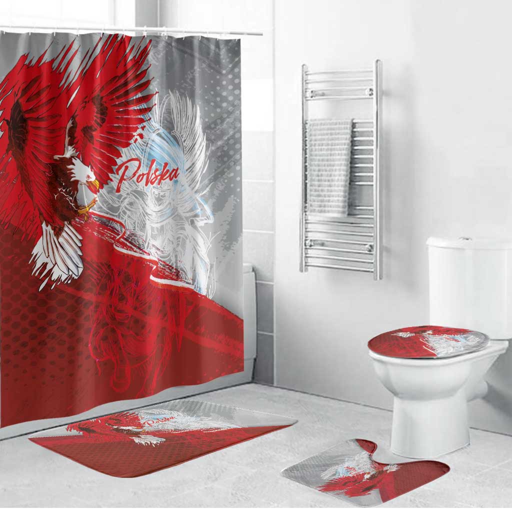 Poland Eagle and Winged Hussar Bathroom Set Grunge Sporty Style