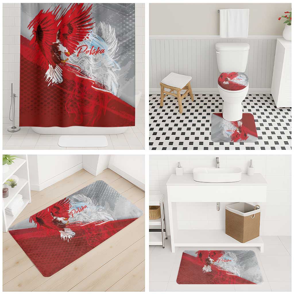 Poland Eagle and Winged Hussar Bathroom Set Grunge Sporty Style