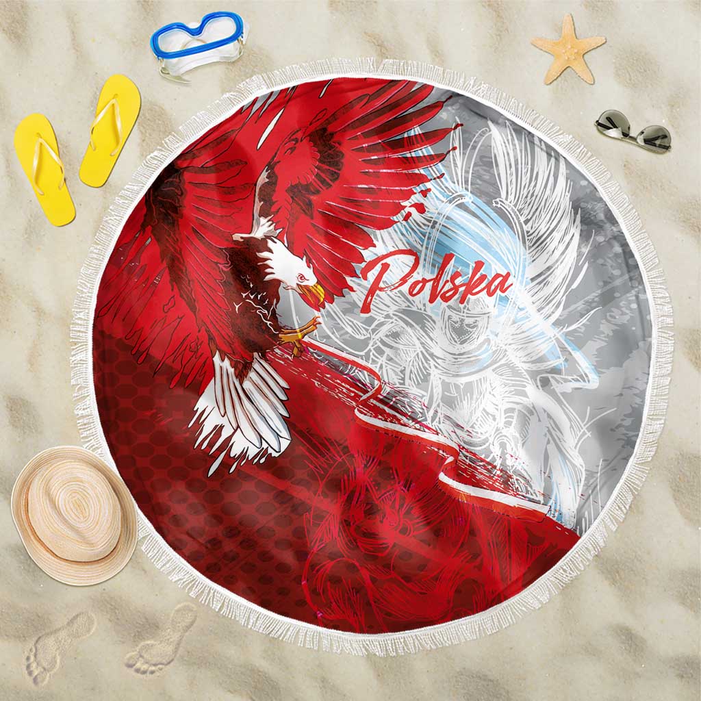 Poland Eagle and Winged Hussar Beach Blanket Grunge Sporty Style