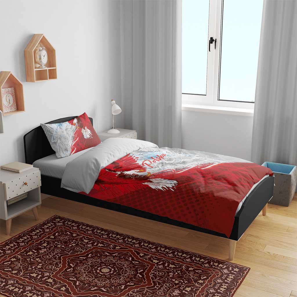 Poland Eagle and Winged Hussar Bedding Set Grunge Sporty Style