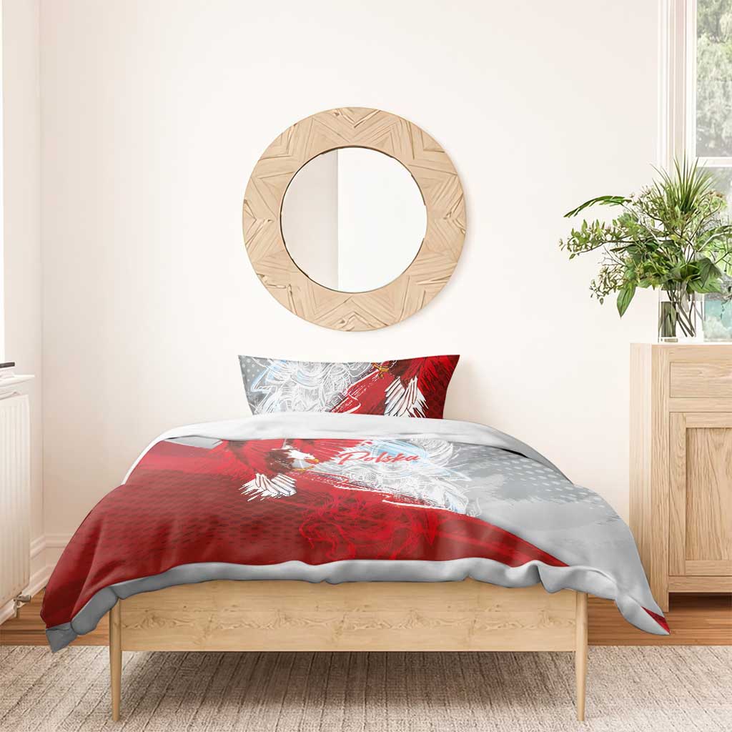 Poland Eagle and Winged Hussar Bedding Set Grunge Sporty Style