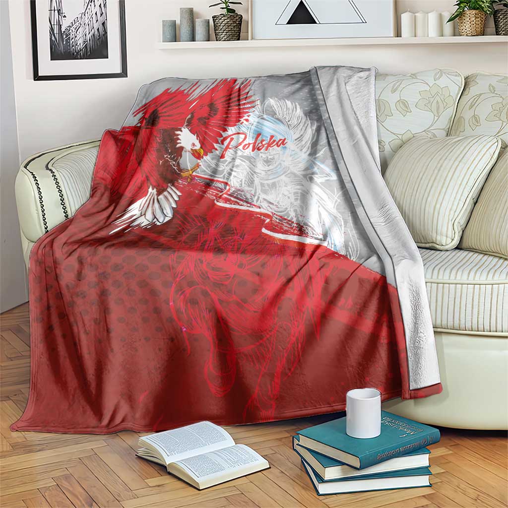 Poland Eagle and Winged Hussar Blanket Grunge Sporty Style