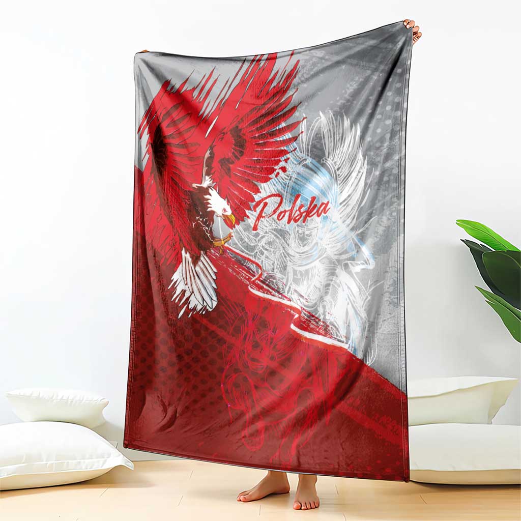Poland Eagle and Winged Hussar Blanket Grunge Sporty Style