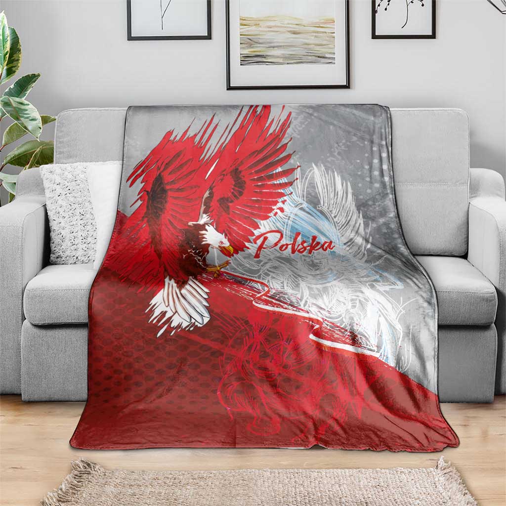Poland Eagle and Winged Hussar Blanket Grunge Sporty Style