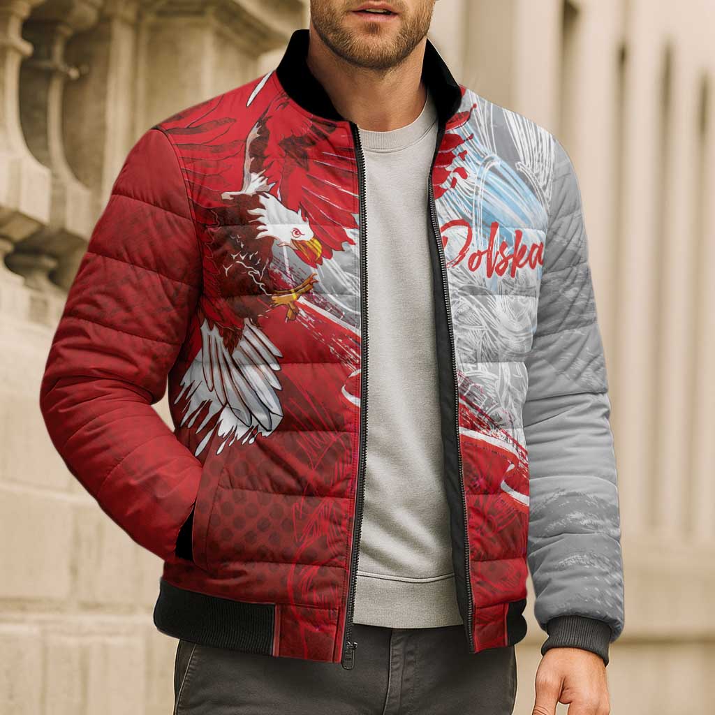 Poland Eagle and Winged Hussar Bomber Puffer Jacket Grunge Sporty Style
