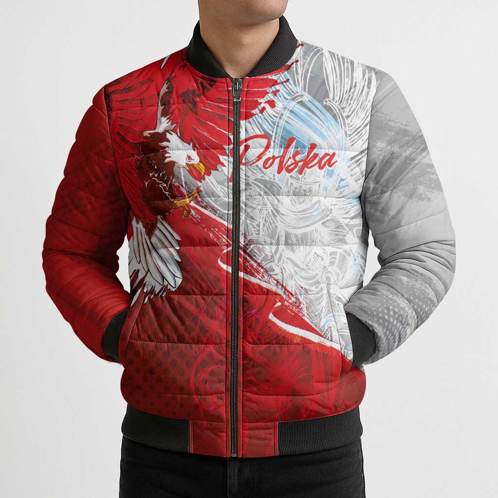 Poland Eagle and Winged Hussar Bomber Puffer Jacket Grunge Sporty Style