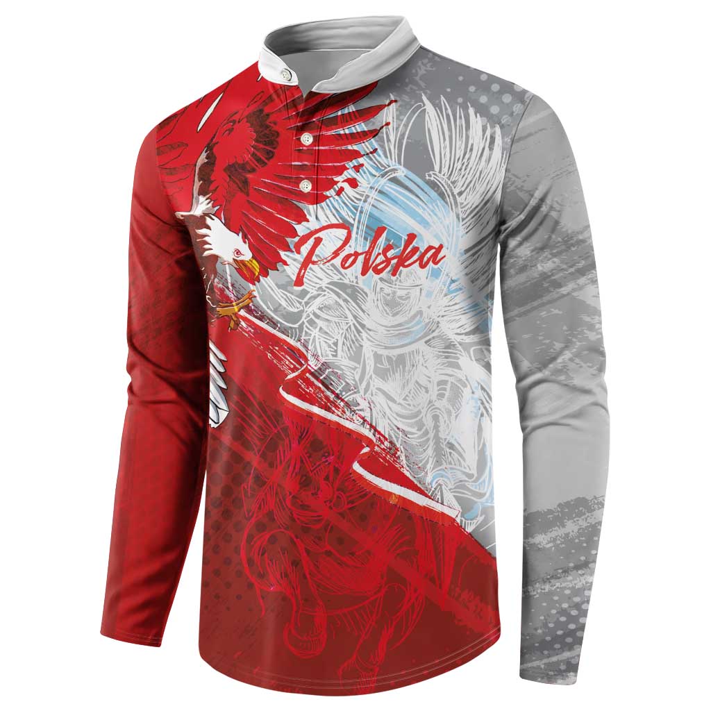 Poland Eagle and Winged Hussar Button Sweatshirt Grunge Sporty Style