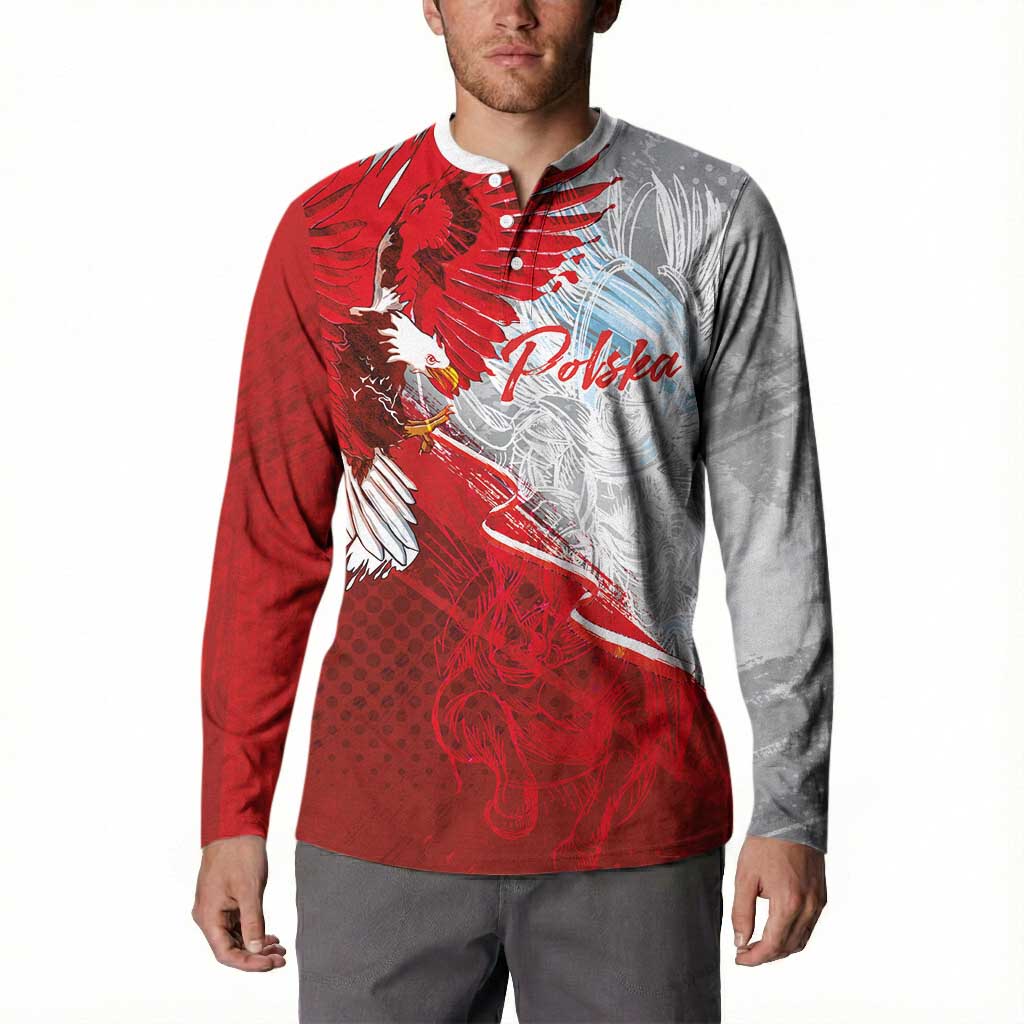 Poland Eagle and Winged Hussar Button Sweatshirt Grunge Sporty Style