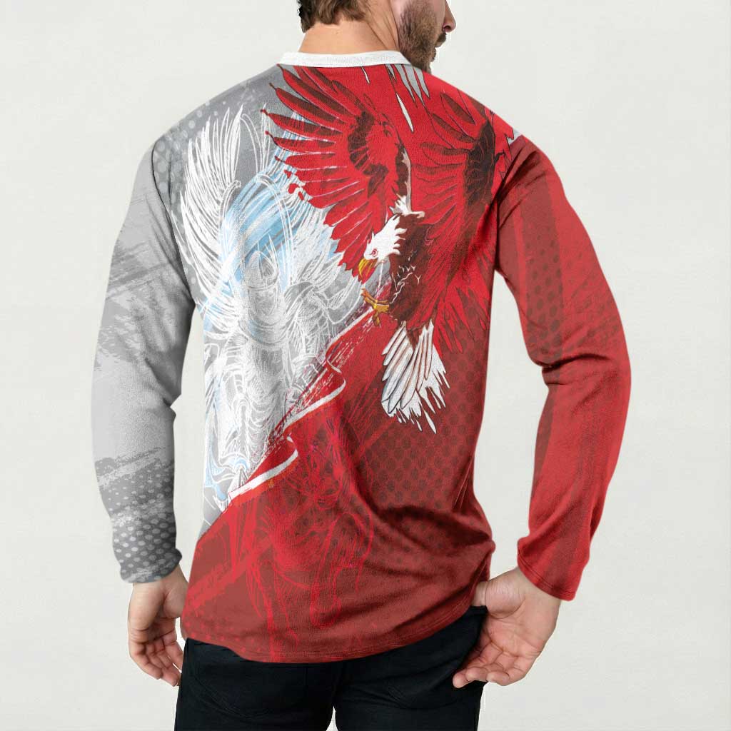 Poland Eagle and Winged Hussar Button Sweatshirt Grunge Sporty Style