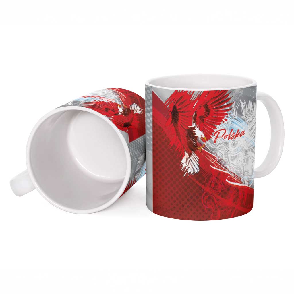 Poland Eagle and Winged Hussar Ceramic Mug Grunge Sporty Style