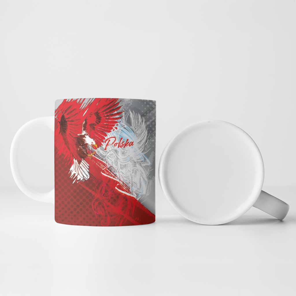 Poland Eagle and Winged Hussar Ceramic Mug Grunge Sporty Style