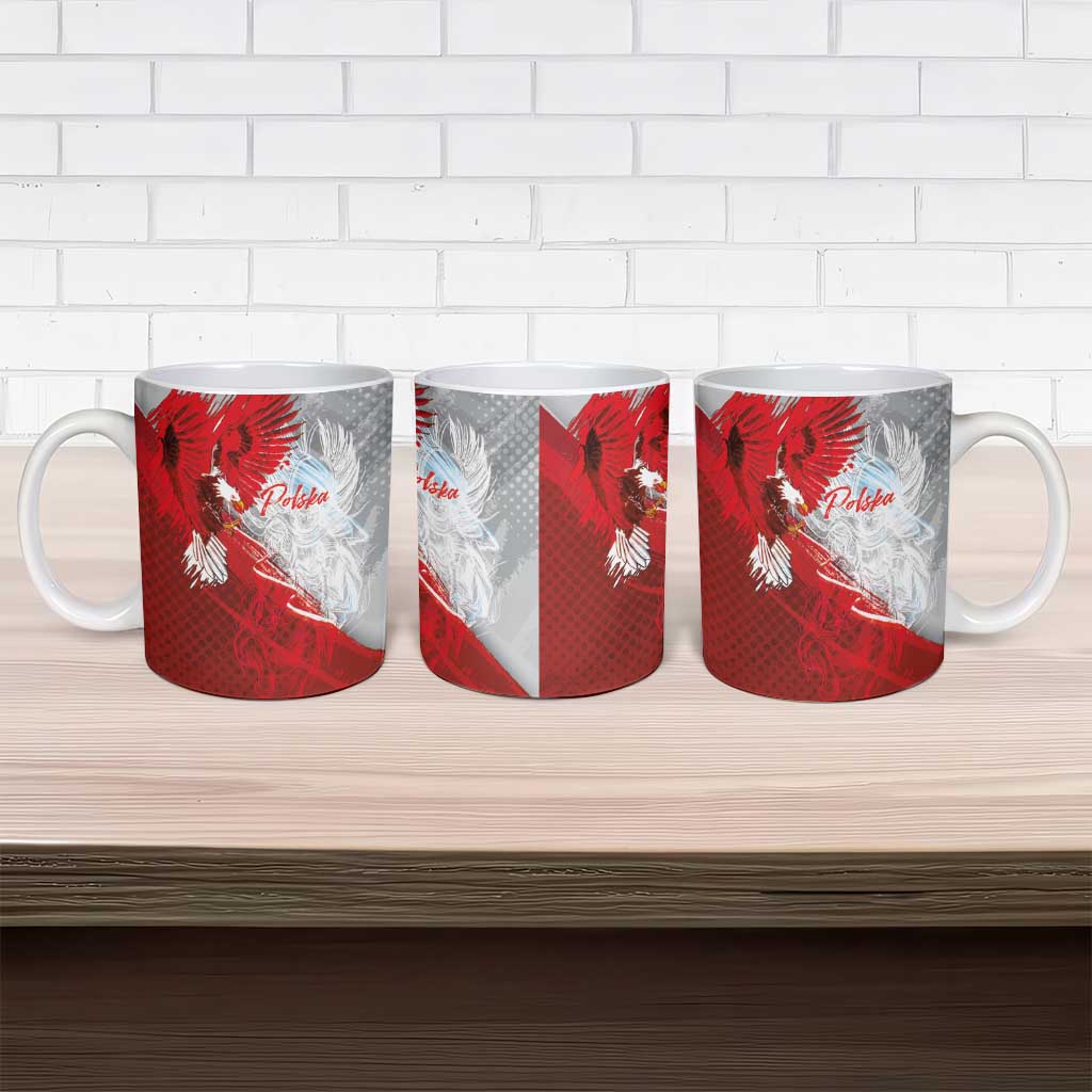 Poland Eagle and Winged Hussar Ceramic Mug Grunge Sporty Style