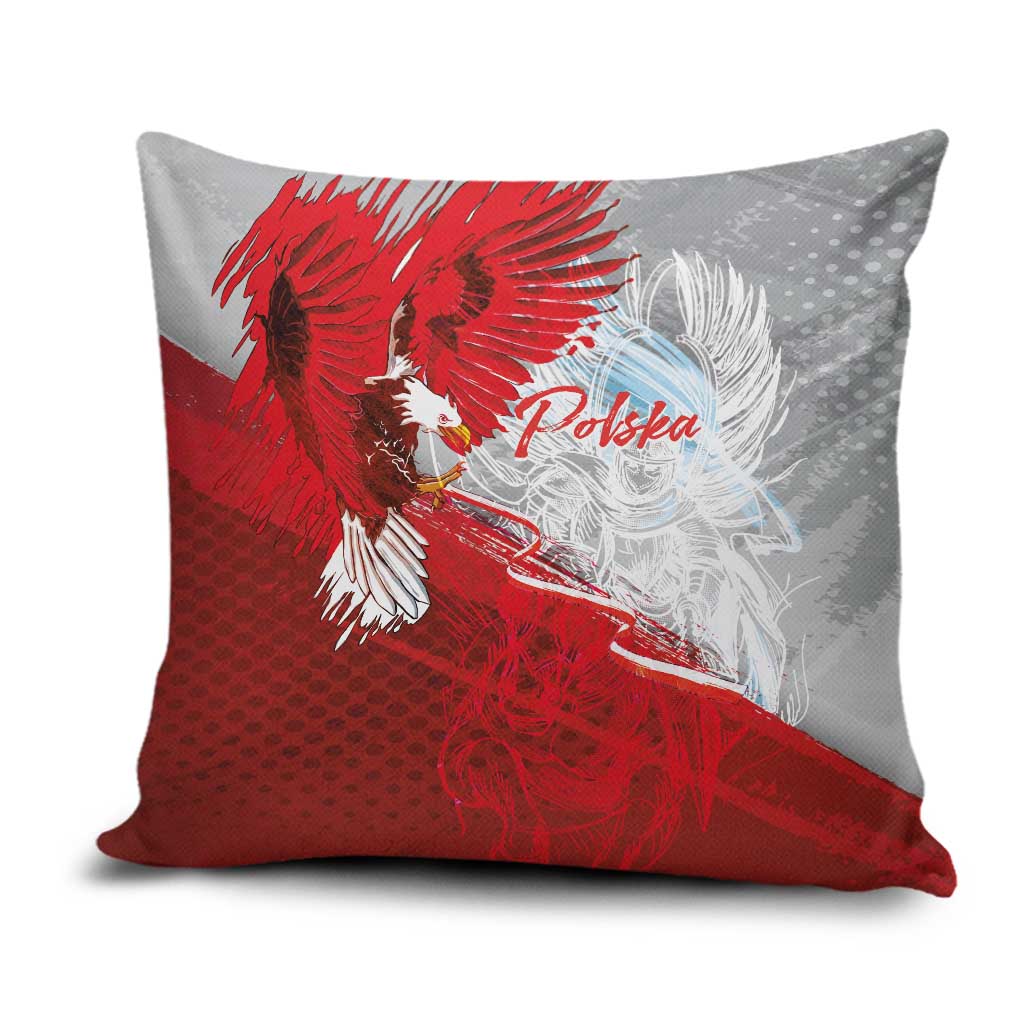 Poland Eagle and Winged Hussar Pillow Cover Grunge Sporty Style