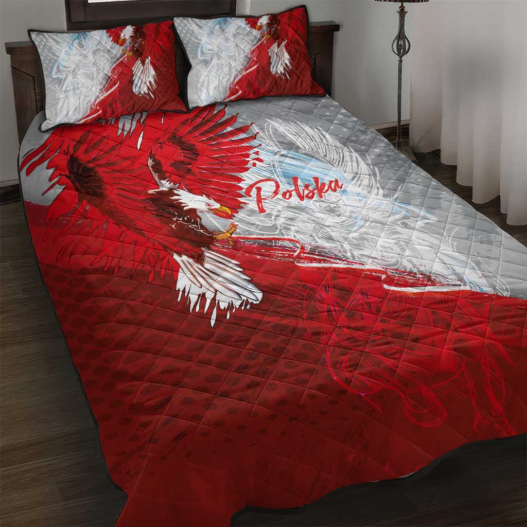 Poland Eagle and Winged Hussar Quilt Bed Set Grunge Sporty Style