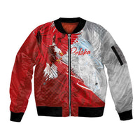 Poland Eagle and Winged Hussar Sleeve Zip Bomber Jacket Grunge Sporty Style