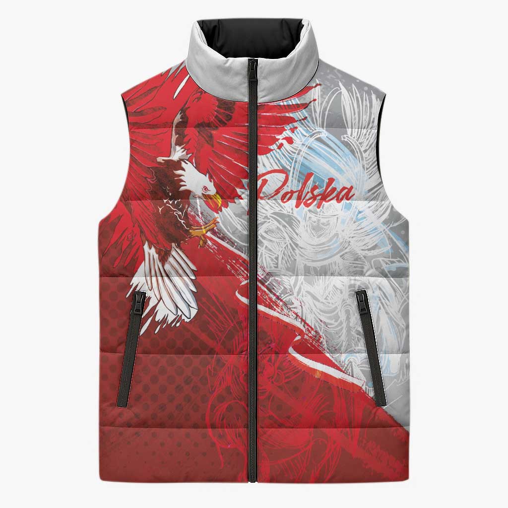Poland Eagle and Winged Hussar Sleeveless Puffer Jacket Grunge Sporty Style