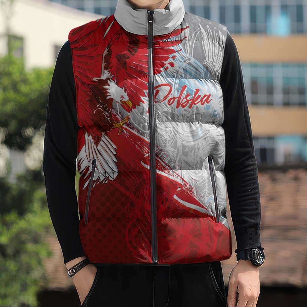 Poland Eagle and Winged Hussar Sleeveless Puffer Jacket Grunge Sporty Style