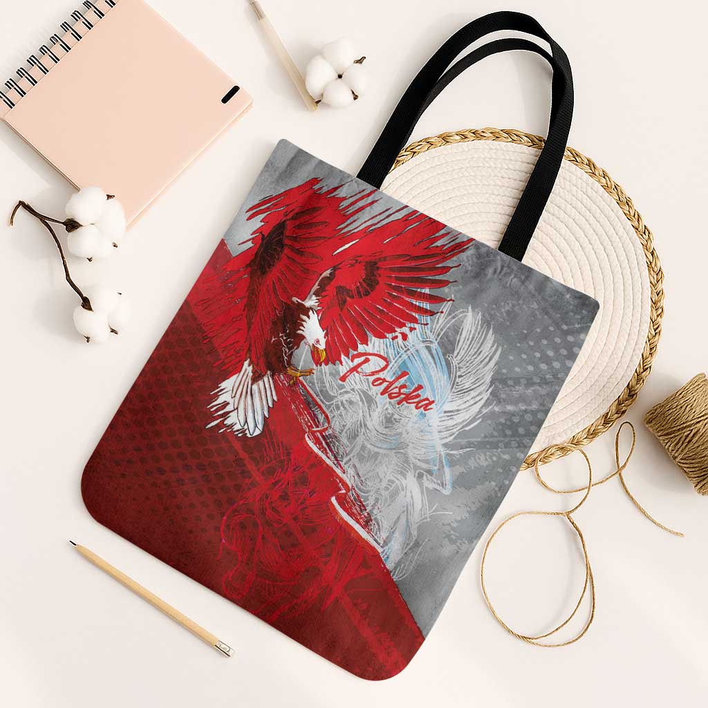 Poland Eagle and Winged Hussar Tote Bag Grunge Sporty Style