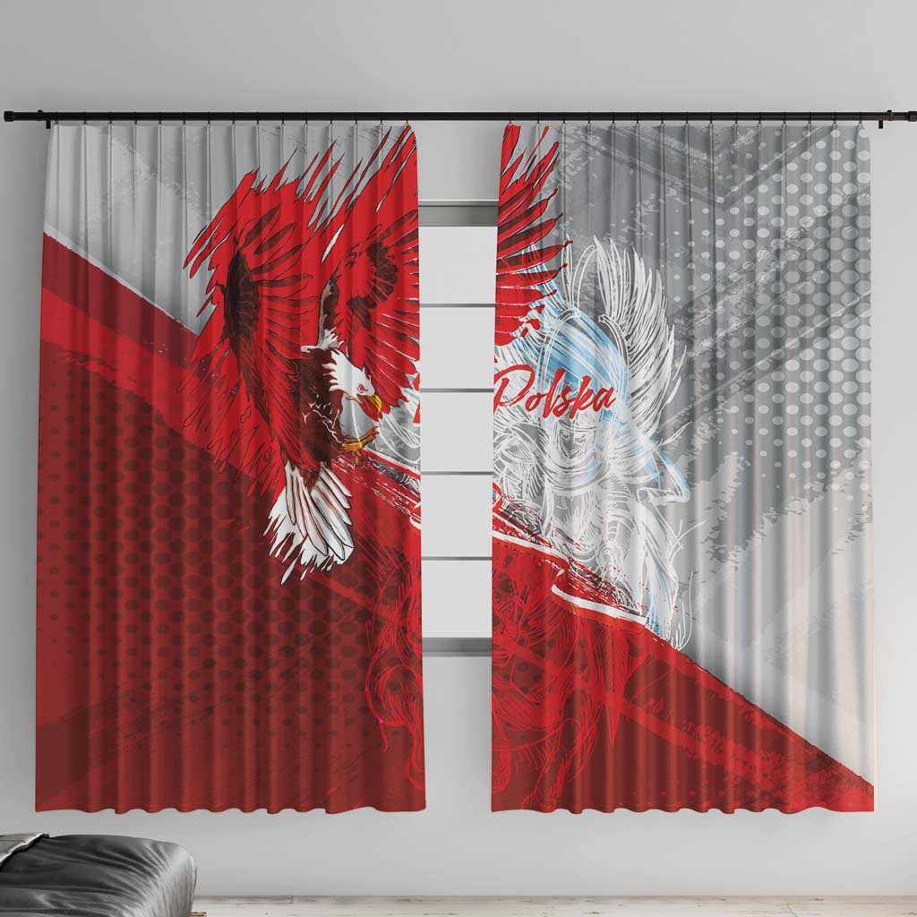 Poland Eagle and Winged Hussar Window Curtain Grunge Sporty Style
